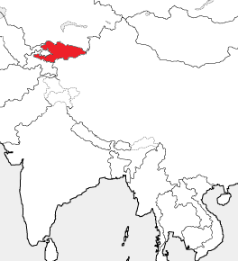 地図上のキルギス共和国の位置